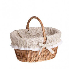 e-wicker24 Einkaufskorb aus Weide, Retro Bügelkorb in Naturfarbe, Vintage Stil, Weidenkorb, oval