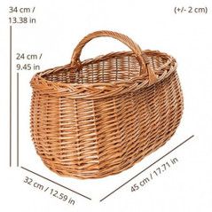 Creative Home Große Picknickkorb Weidenkorb mit Henkel Einkaufskorb | 45 x 32 x 34 cm  +/- 1 cm  | Groß und Leicht | Naturbra