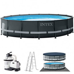 Intex Frame Pool Set Ultra Rondo XTR Ø 549 x 132 cm, Pool, Sandfilteranlage, Abdeckplane, Bodenschutzplane, Sicherheitsleiter