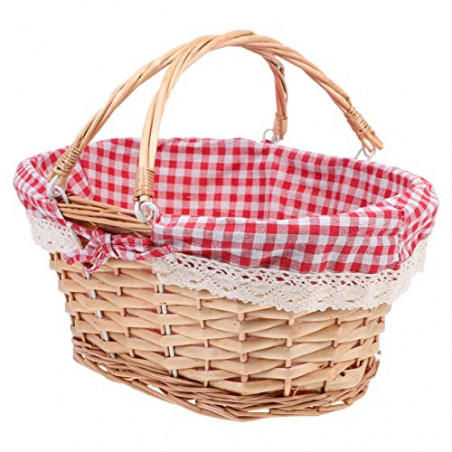 BESTonZON Picknickkorb Rattan Korb Obstkorb Einkaufskorb: Weidenkorb Geflochtener Korb mit Liner Henkelkorb Dekokorb Geschenk