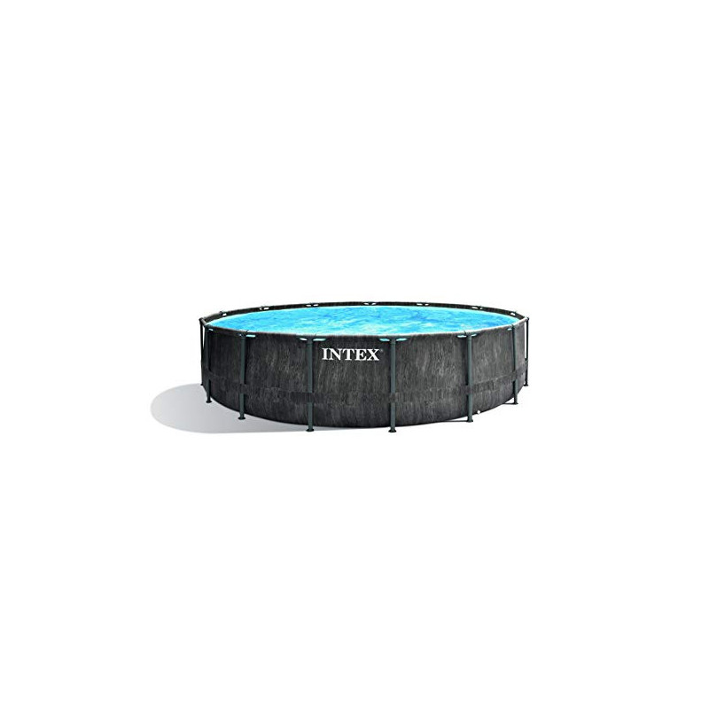 Intex Unisex – Erwachsene Premium Frame Pool Set Prism Greywood Ø 457 x 122 cm, Dunkelgraue Holzoptik Intex Unisex – Erwachsene Premium Frame Pool Set Prism Greywood Ø 457 x 122 cm, Dunkelgraue Holzoptik