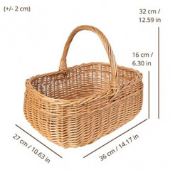 Creative Home Einkaufskorb Weidenkorb mit Henkel Picknickkorb | 36 x 26 x 31 cm  +/- 2 cm  | Handgeflochten | Naturbraun | Un