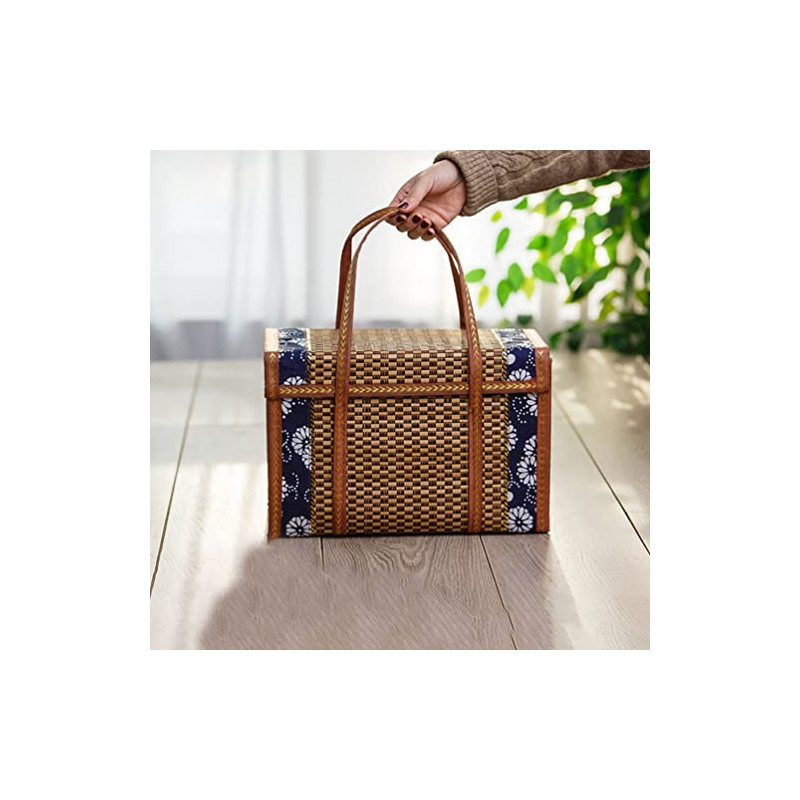 Weidenkorb Picknickkorb Mit Deckel - Vintage Design Mit Spitzenbesatz - Geräumiger Naturkorb Für Outdoor