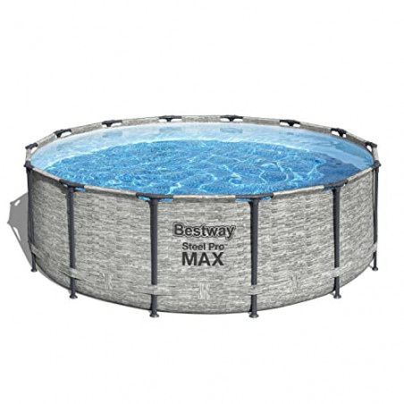 Bestway® Steel Pro MAX™ Ersatz Frame Pool ohne Zubehör Ø 427 x 122 cm, Steinwand-Optik  Cremegrau , rund