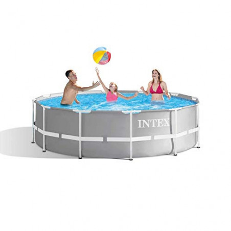 Intex Schwimmbecken Pool, Grau, 366 x 99 cm Frame Pool Set Prism Rondo 26716