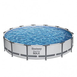 Bestway Steel Pro MAX Frame Pool Set mit Filterpumpe Ø 427 x 84 cm, lichtgrau, rund