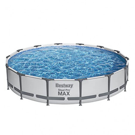 Bestway Steel Pro MAX Frame Pool Set mit Filterpumpe Ø 427 x 84 cm, lichtgrau, rund