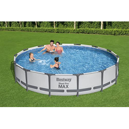 Bestway Steel Pro MAX Frame Pool Set mit Filterpumpe Ø 427 x 84 cm, lichtgrau, rund