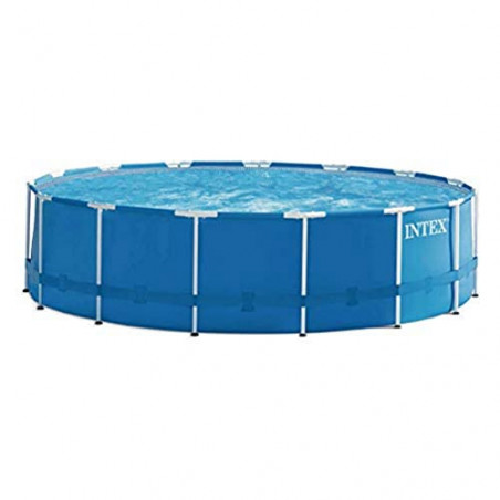 Intex Metal Frame Pool Set - Aufstellpool - Ø 457 x 122 cm - Zubehör enthalten, Grau