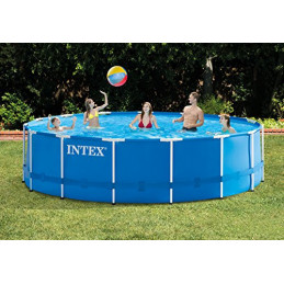 Intex Metal Frame Pool Set - Aufstellpool, Blau, Ø 457 x 122 cm - Zubehör enthalten