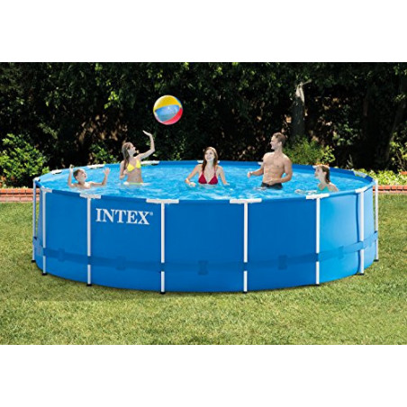 Intex Metal Frame Pool Set - Aufstellpool, Blau, Ø 457 x 122 cm - Zubehör enthalten