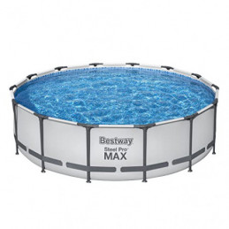 Bestway Steel Pro MAX Frame Pool Komplett-Set mit Filterpumpe Ø 427 x 107 cm, lichtgrau, rund
