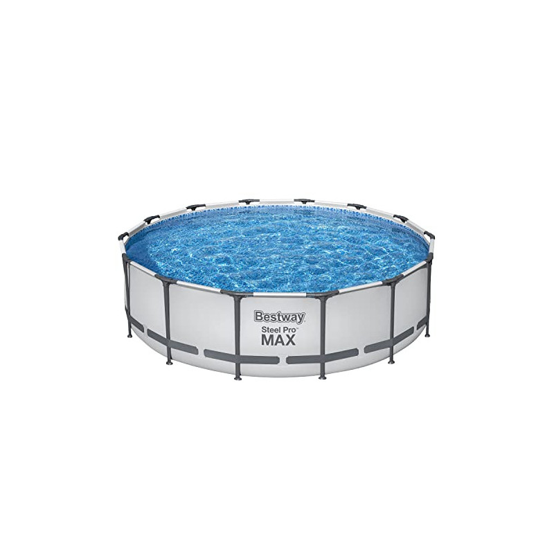Bestway Steel Pro MAX Frame Pool Komplett-Set mit Filterpumpe Ø 427 x 107 cm, lichtgrau, rund
