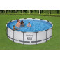 Bestway Steel Pro MAX Frame Pool Komplett-Set mit Filterpumpe Ø 427 x 107 cm, lichtgrau, rund