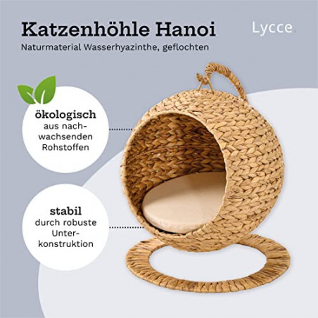 Lycce Katzenhöhle Hanoi Hängesessel Wasserhyazinthe Natur Ø 40 cm  Hauskatzen bis 4 kg 