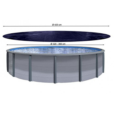 QUICK STAR Poolabdeckung Rund für 320-366 cm Pools | Planenmaß Ø 420 cm | Schwarz | Sommer & Winter Poolplane | Solar Abdeckp