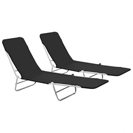Festnight 2 STK. Klappliegen Verstellbare Rückenlehne Sonnenliege Liegestuhl Gartenmöbel Relaxliege Gartenliege Stahl und Sto