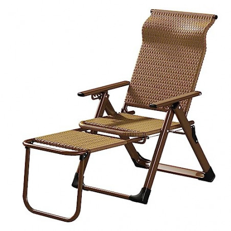 MIUXE Klappbare Rattan Liege,Garten Portable Outdoor Stühle,Verstellbare Sonnenliege Liege Tisch mit Tasse und Telefonhalter,