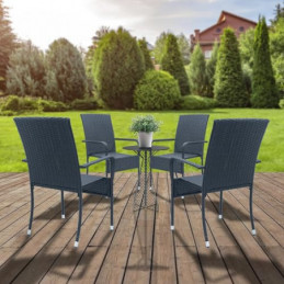 Juskys Polyrattan Gartenstühle Yoro 4er Set mit Armlehnen & Rückenlehne - 4 Stühle stapelbar - Rattan Stuhl Garten - Stapelst