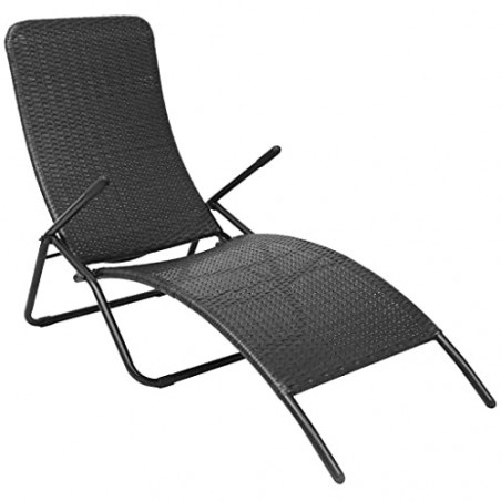 YOPOTIKA Relaxliege Gartenliege Gartensofa Outdoor Rattanliege Lounger Liege Sonnenliege Klappbar Poly Rattan Schwarz