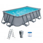 Summer Waves Frame Pool Komplettset | Rechteckig 400x200x100 cm Grau | Aufstellpool Set | Gartenpool & Schwimmbecken inkl. Fi