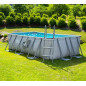 Summer Waves Frame Pool Komplettset | Rechteckig 400x200x100 cm Grau | Aufstellpool Set | Gartenpool & Schwimmbecken inkl. Fi