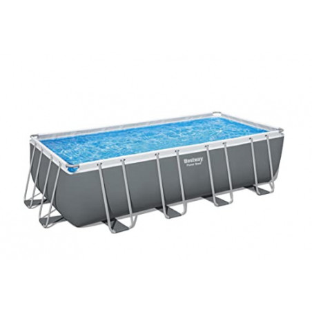 Bestway Power Steel Frame Pool Komplett-Set mit Sandfilteranlage 549 x 274 x 132 cm, grau, eckig