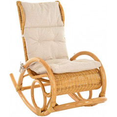 korb.outlet Luxor Schaukelstuhl Rattan Honig/Relaxsessel aus echtem Rattan mit Polsterauflage