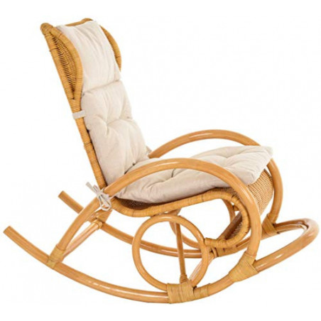 korb.outlet Luxor Schaukelstuhl Rattan Honig/Relaxsessel aus echtem Rattan mit Polsterauflage