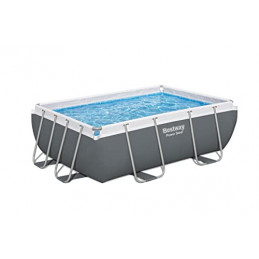 Bestway Power Steel Frame Pool Set mit Filterpumpe 282 x 196 x 84 cm, grau, eckig