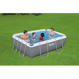 Bestway Power Steel Frame Pool Set mit Filterpumpe 282 x 196 x 84 cm, grau, eckig