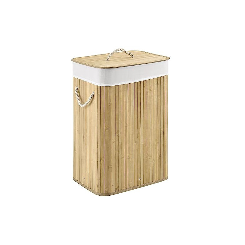 Juskys Bambus Wäschekorb Curly 72 Liter mit Deckel & Griffen - Wäschesack herausnehmbar & waschbar - faltbar - 40 x 30 x 60 c Juskys Bambus Wäschekorb Curly 72 Liter mit Deckel & Griffen - Wäschesack herausnehmbar & waschbar - faltbar - 40 x 30 x 60 c