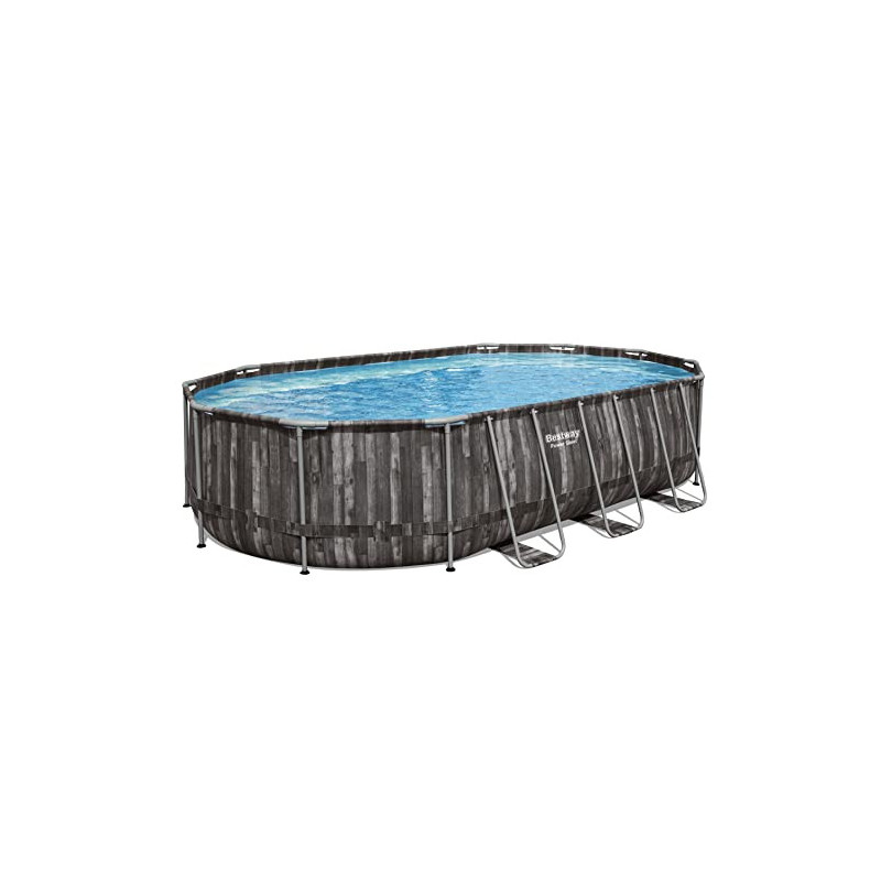 Bestway Power Steel Frame Pool Komplett-Set mit Filterpumpe 610 x 366 x 122 cm , Holz-Optik Mooreiche , oval Bestway Power Steel Frame Pool Komplett-Set mit Filterpumpe 610 x 366 x 122 cm , Holz-Optik Mooreiche , oval