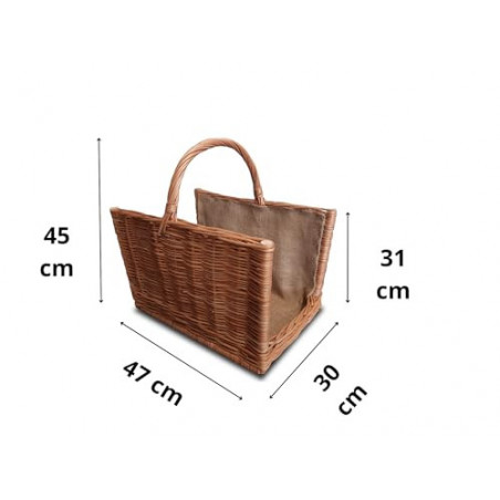 Ogrodzenia Wiklinowe Kleiner Kaminholzkorb 47 x 30 cm Holzkorb für Kaminholz - Design Henkelkorb Geflochten aus Weide Tasche 