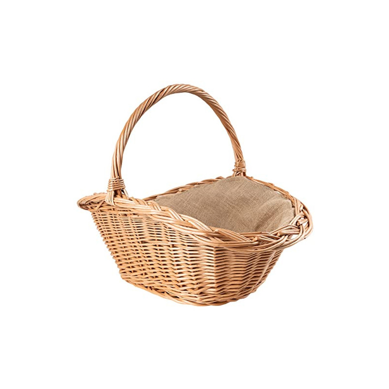 Creative Home Groß Holztrage Rattan Kaminholzkorb Kaminkorb Tragekorb | 60 x 40 x 39 cm | Aufbewahrung Rechteckig Holzkorb We