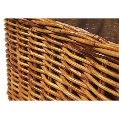 Holztrage Holzkorb für Kaminholz - Rattan Lacak mit abnehmbarem Leinenstoff