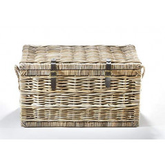 Kobolo Truhe Korbtruhe Sitztruhe - Rattan - grau - mit Textil - 70x45x40 cm