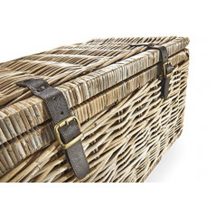 Kobolo Truhe Korbtruhe Sitztruhe - Rattan - grau - mit Textil - 70x45x40 cm