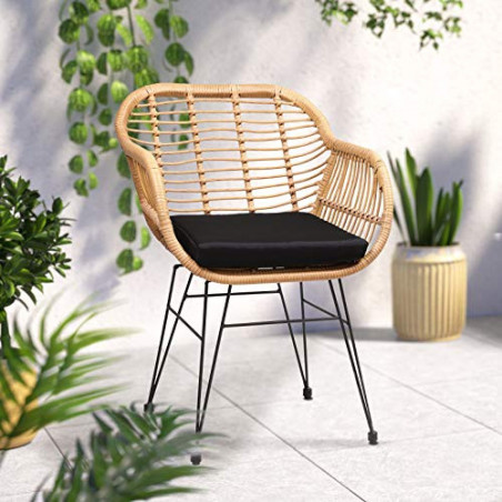 Casaria Polyrattan 2er Set Korbsessel Bali mit Auflage Armlehne Metall Wetterfest Garten Gartenstühle Outdoor Esszimmer