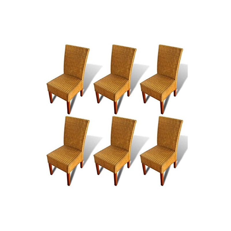 Festnight 6er Set Esszimmerstühle aus Mangoholz und Rattan | Essstuhl Küchenstuhl Rattanstuhl holzstuhl | Stuhl Set für Küche Festnight 6er Set Esszimmerstühle aus Mangoholz und Rattan | Essstuhl Küchenstuhl Rattanstuhl holzstuhl | Stuhl Set für Küche