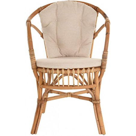 Klassischer Flecht-Sessel im skandinavischem Stil/Korb-Stuhl aus Natur-Rattan  Ungeschält Natur mit Kissen 