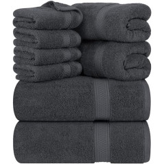 Utopia Towels - 8 teilig Handtücher Set aus Baumwolle mit Aufhänger - 2 Badetuch, 2 Handtücher und 4 Washclappen -  Grau 
