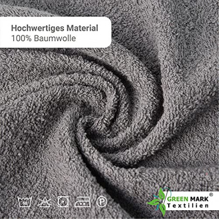 NatureMark 4er Pack Duschtücher, Größe 70x140cm, Anthrazit Grau, 100% Baumwolle