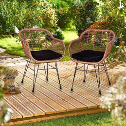 STILISTA Poly-Rattan Gartenstuhl 2er Set wetterfest Indoor Outdoor geeignet