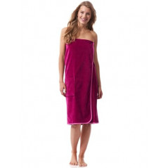 Morgenstern Saunakilt Damen Saunatuch mit Knöpfen Fuchsia Baumwolle Sauna groß Tuch Sarong weich Kilt Frauen Knöpfe Saunaklei