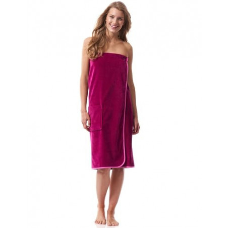 Morgenstern Saunakilt Damen Saunatuch mit Knöpfen Fuchsia Baumwolle Sauna groß Tuch Sarong weich Kilt Frauen Knöpfe Saunaklei