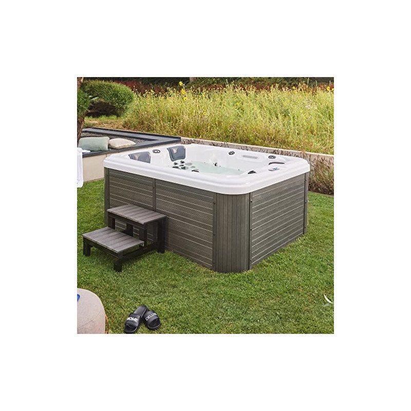 HOME DELUXE - Outdoor Whirlpool - Beach Plus Treppe und Thermoabdeckung - Maße: 210 x 155 x 83 cm - Inkl. Heizung, 51 Massage HOME DELUXE - Outdoor Whirlpool - Beach Plus Treppe und Thermoabdeckung - Maße: 210 x 155 x 83 cm - Inkl. Heizung, 51 Massage