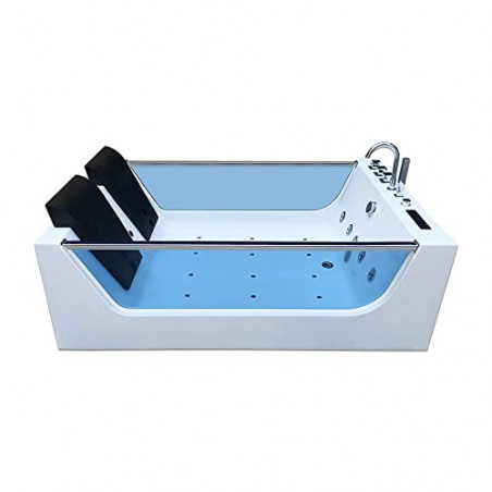HOME DELUXE - Whirlpool Badewanne - Atlantic XL - Maße: 180 x 120 x 60 cm - inkl. Heizung, Massagefunktion und kompl. Zubehör