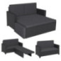 STEELSØN Gartenbank Elnath 2in1 Polyrattan, Gartensofa für 2 Personen mit Liegefunktion, Balkonmöbel mit Hocker 2er Sofa mit 