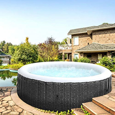 BRAST® Whirlpool aufblasbar MSpa Ottoman für 6 Personen Ø204x70cm In- Outdoor Pool 138 Massagedüsen Energiespar-Timer Heizung